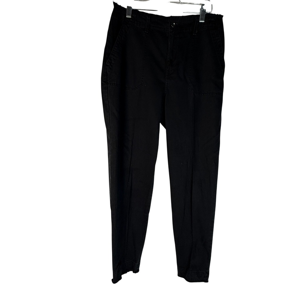 Bella Dahl Black Frayed Hem Tapered Utility Pants Women's Size 28 Cotton Tencel
